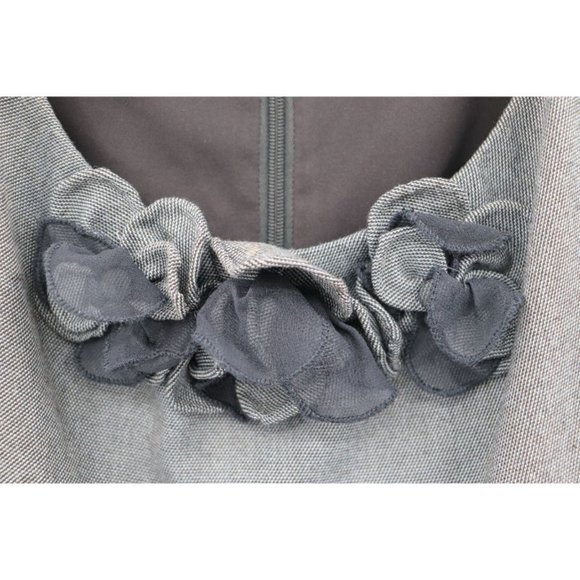 Rebecca Taylor Women's Size 6 Back Zip Cap Sleeve Floral Neck Sheath Dress Gray - Picture 3 of 14